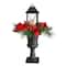 33" Christmas Berries & Poinsettia with Large Lantern & LED Candle in Decorative Urn